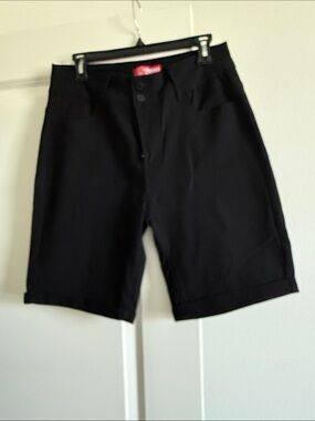 Black High-Rise Bermuda Shorts